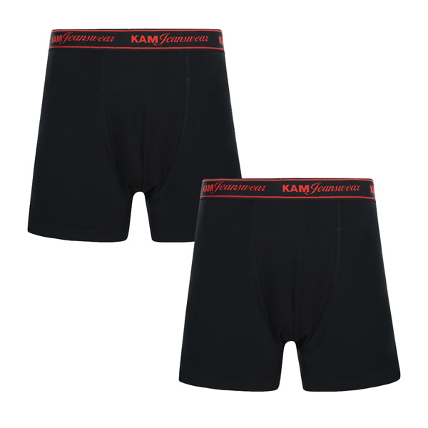 Boxer Shorts en Jersey Noir grandes tailles (pack de 2) 