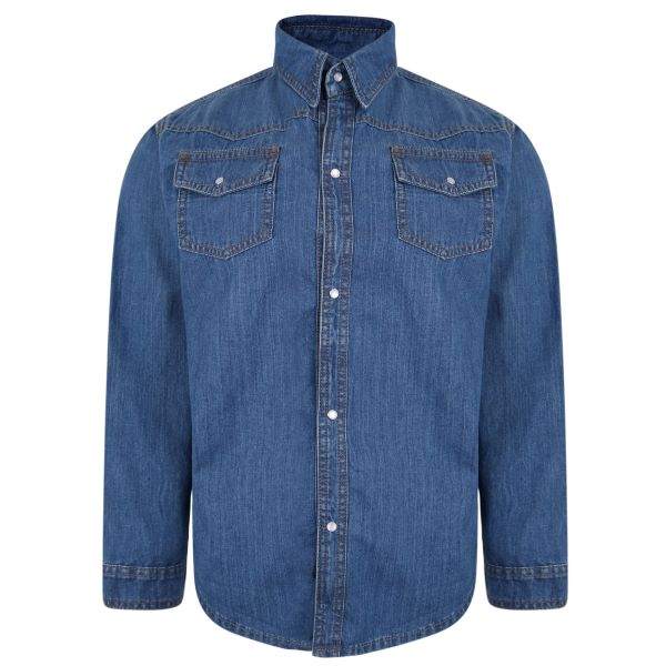 Big size Stone Wash Denim Shirt 2XL-8XL