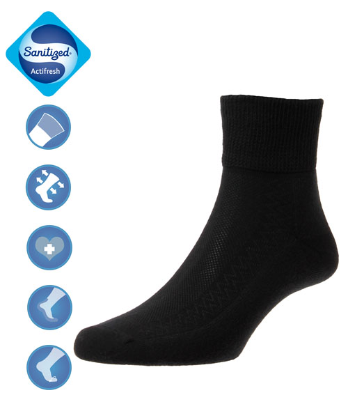 Diabetic Ankle Socks Black